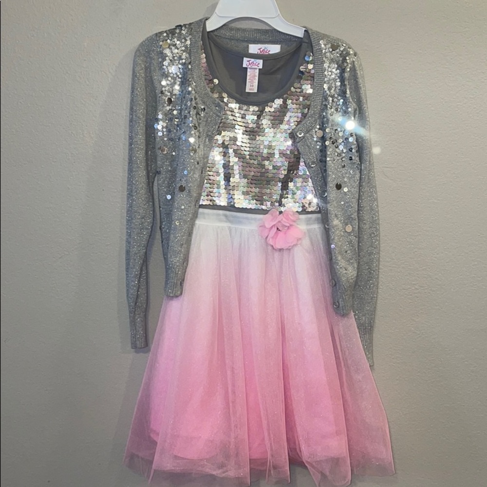 Justice Pink and Grey Dress with Sweater
